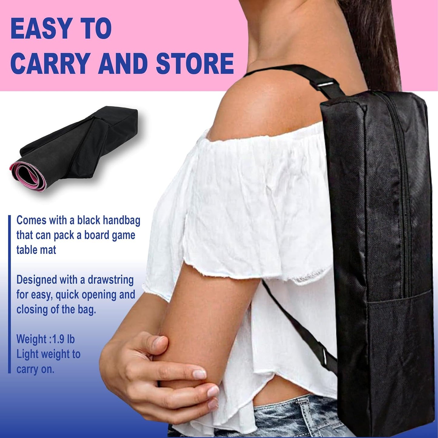Mahjong Mat with Carrying Bag, 31.5"X31.5"Pink