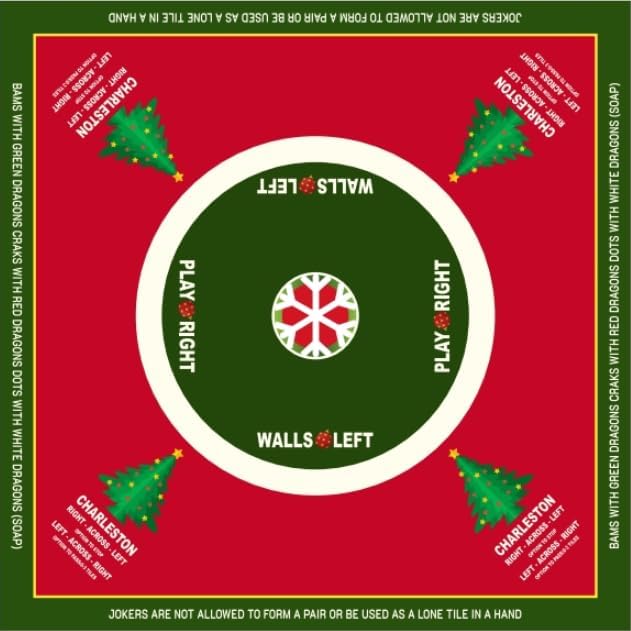 Mahjong Mat with Rules(32.6"x32.6") Christmas Trees