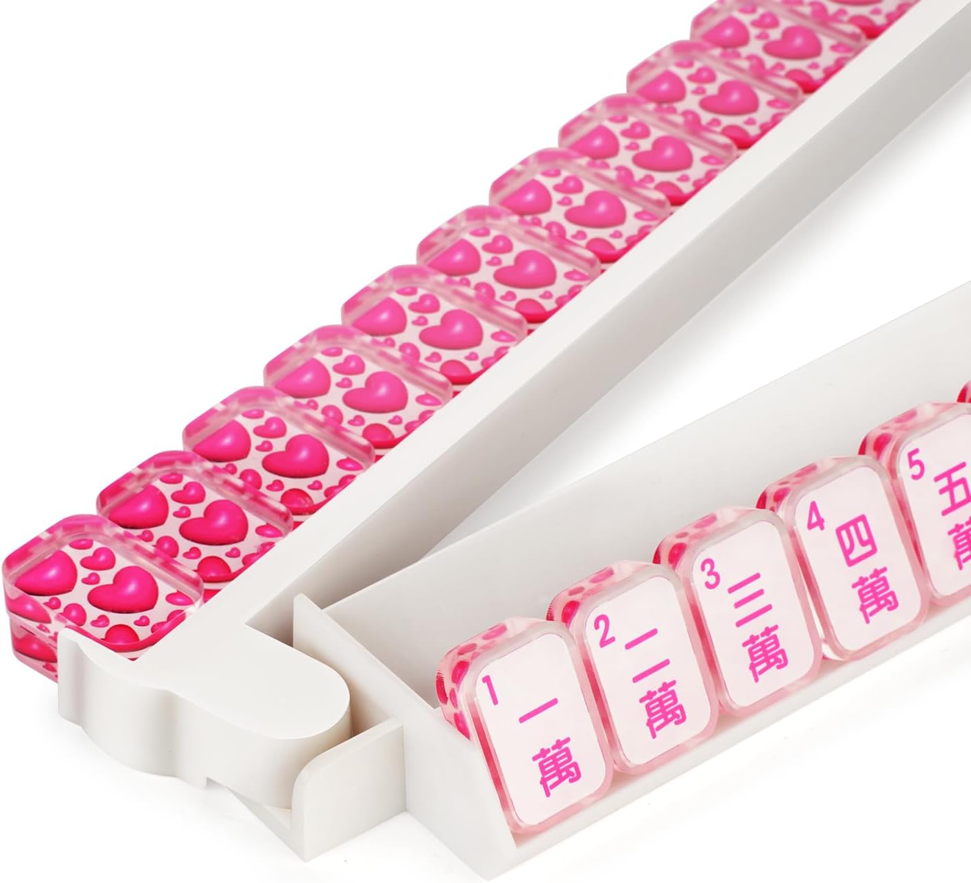 4pc Mahjong Racks with Pushers, 18'' Ivory White Acrylic