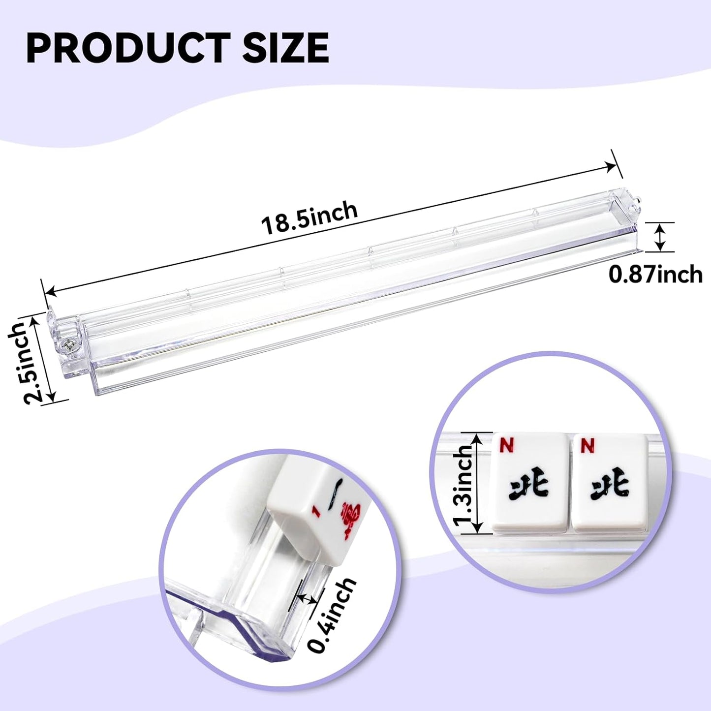 4PCS Mahjong Racks with Pushers, 18'' Clear Acrylic