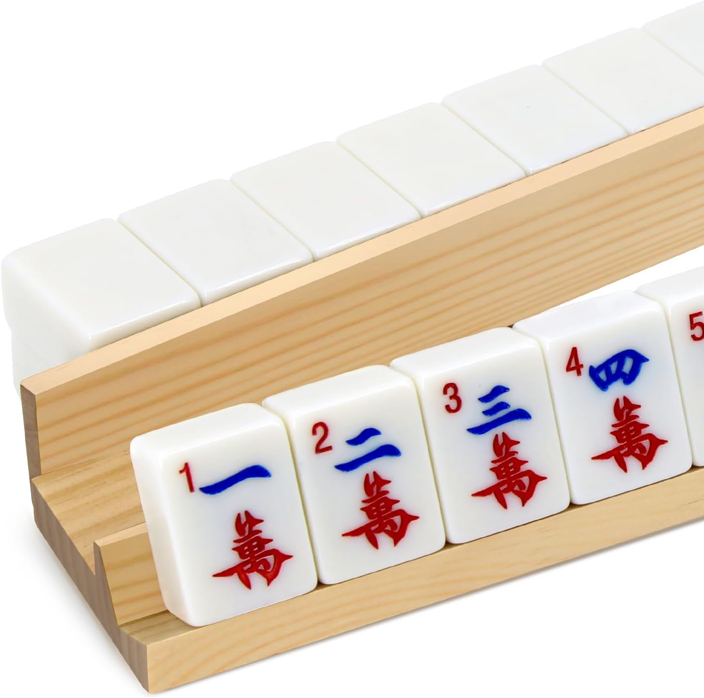 4pc Mahjong Racks 19'' Wooden Mahjong Racks with Pushers