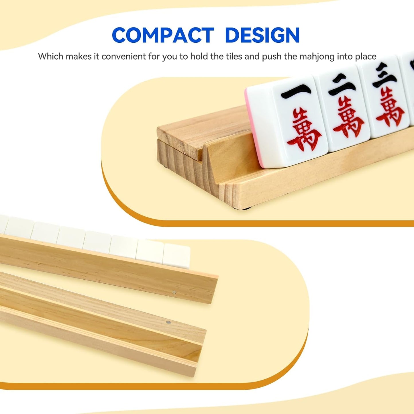 4pc Mahjong Racks 19'' Wooden Mahjong Racks with Pushers