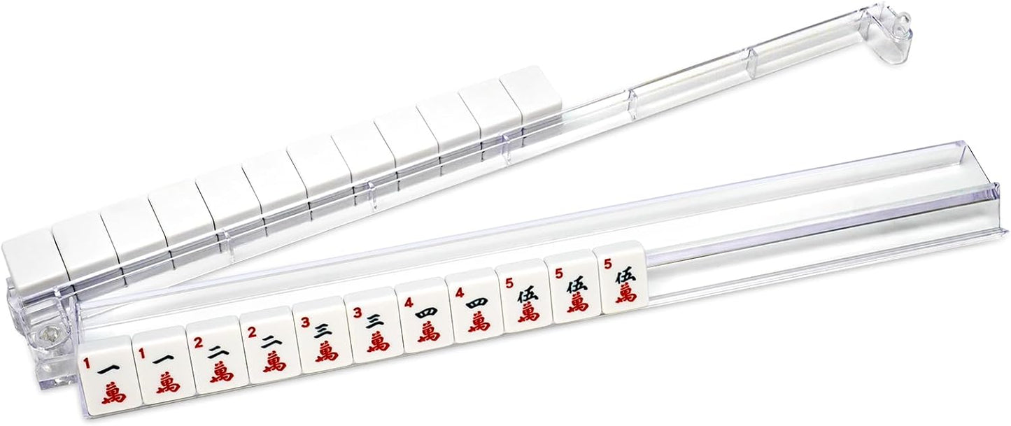 4PCS Mahjong Racks with Pushers, 18'' Clear Acrylic