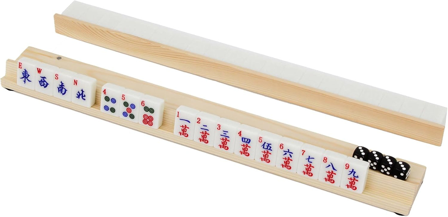4pc Mahjong Racks 19'' Wooden Mahjong Racks with Pushers