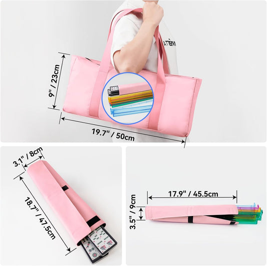 American Mahjong Game Set with Pink Carrying Bag