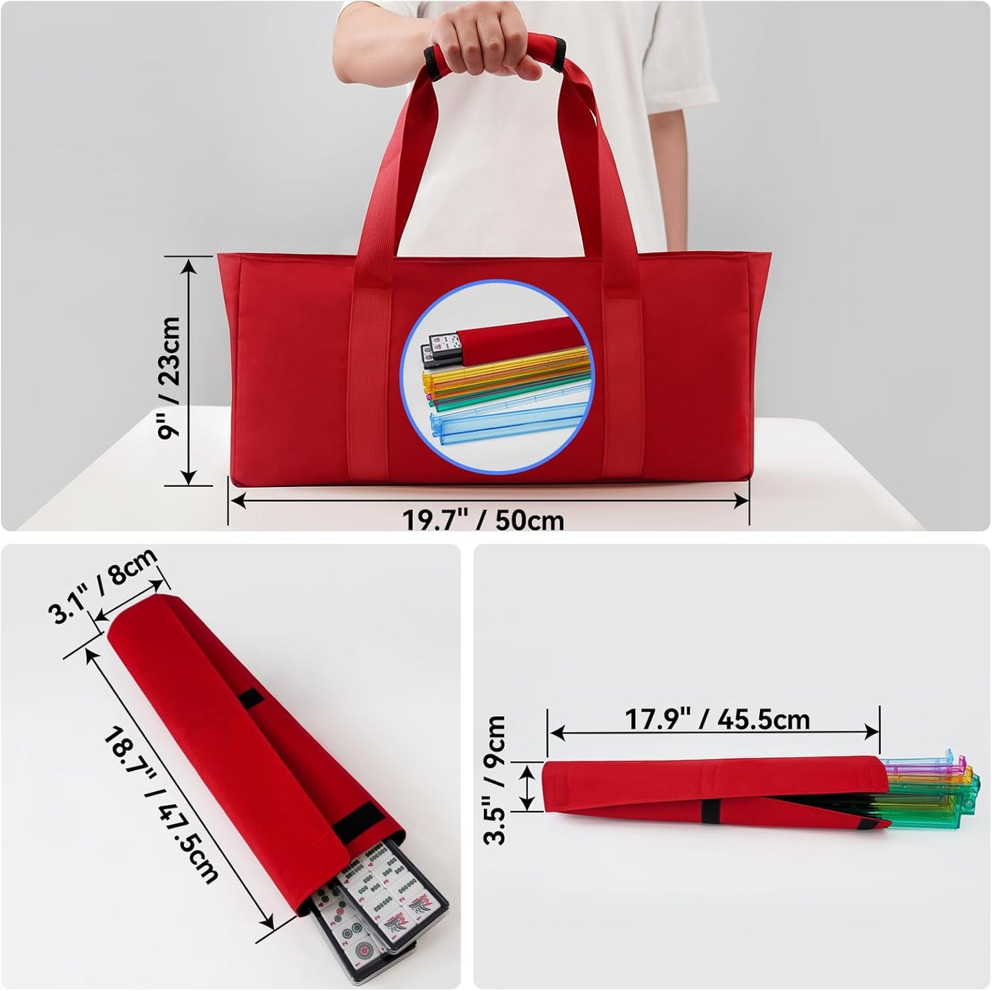 American Mahjong Game Set with Red Carrying Bag