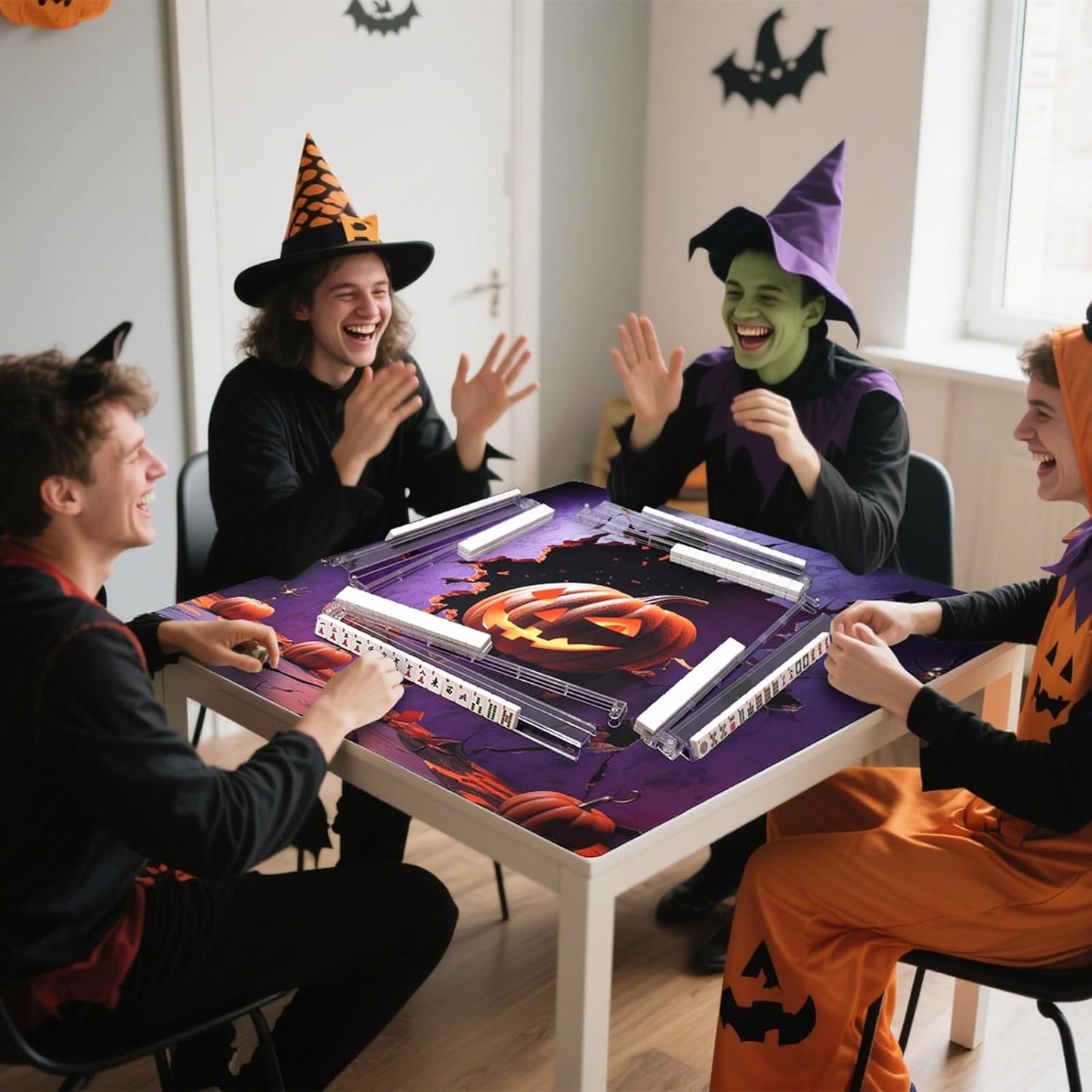 Mahjong Mat (32.6"x32.6") Halloween Pumpkin