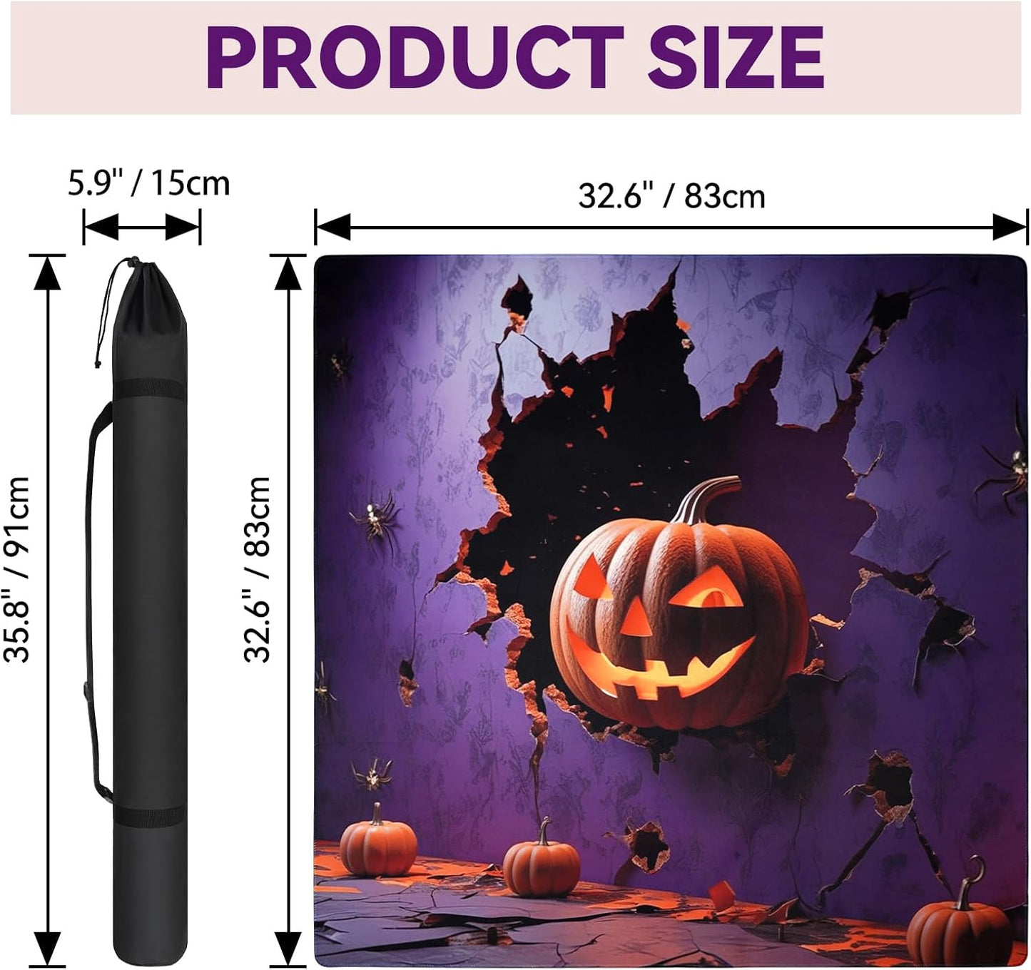 Mahjong Mat (32.6"x32.6") Halloween Pumpkin
