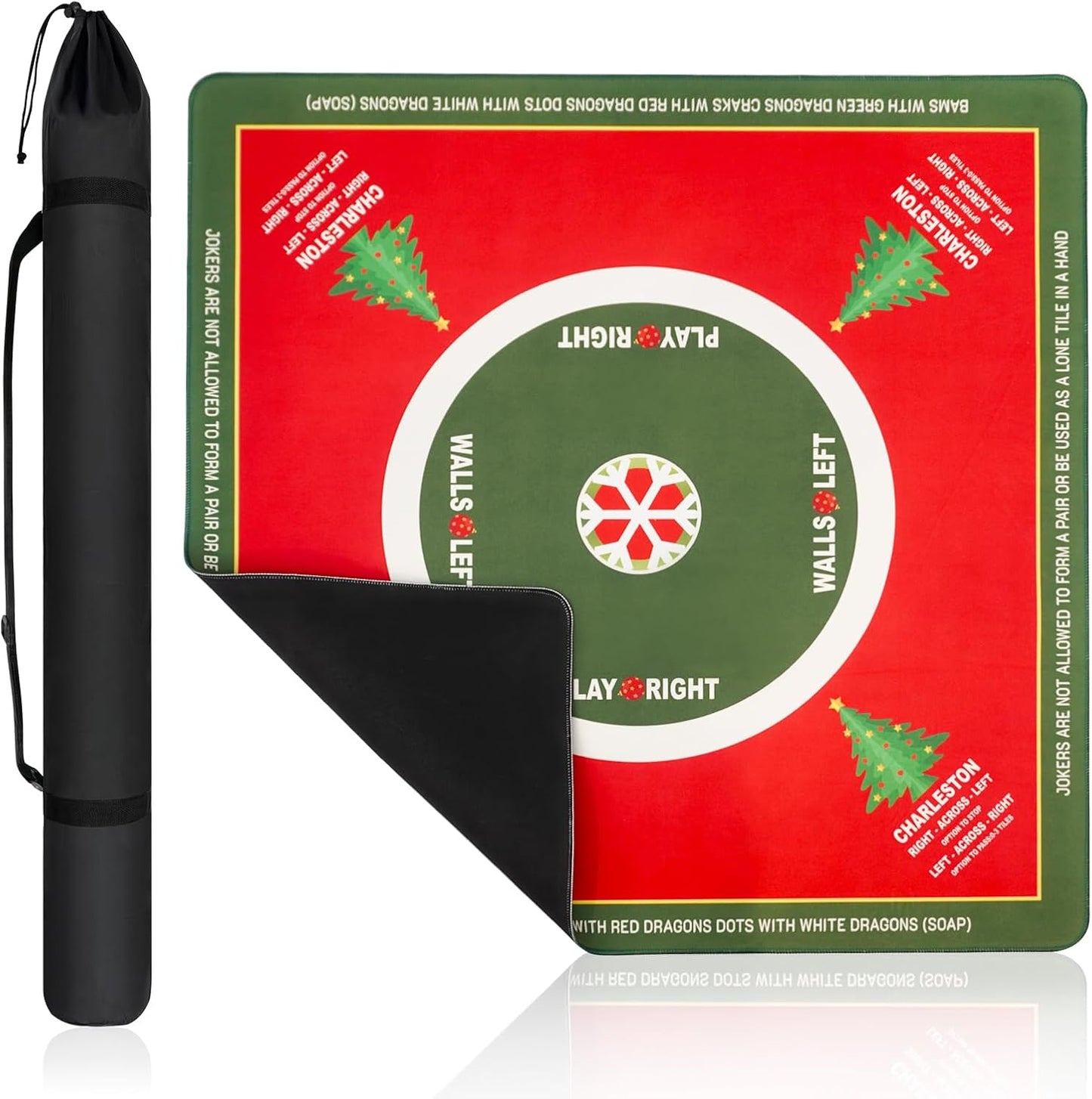 Mahjong Mat with Rules(32.6"x32.6") Christmas Trees
