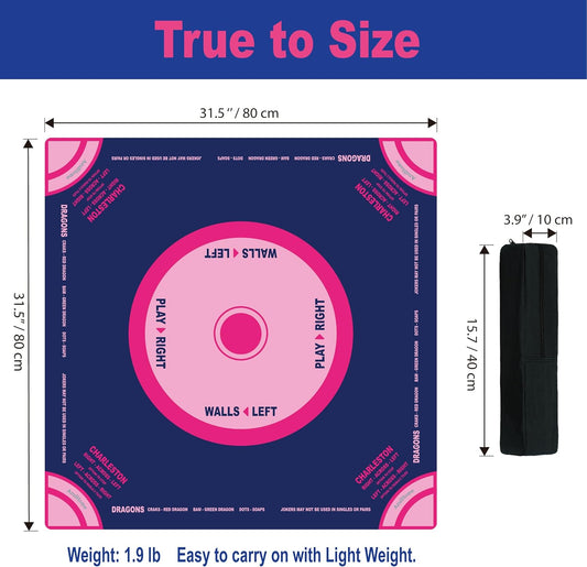 Mahjong Mat with Carrying Bag, 31.5"X31.5"Blue