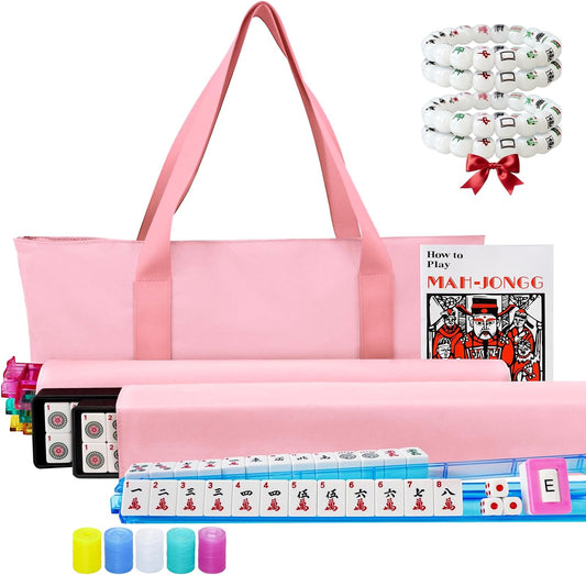 American Mahjong Game Set with Pink Carrying Bag