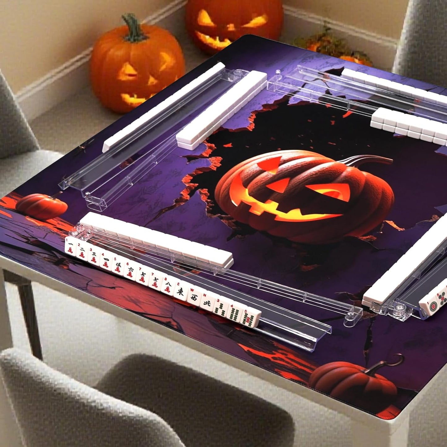 Mahjong Mat (32.6"x32.6") Halloween Pumpkin