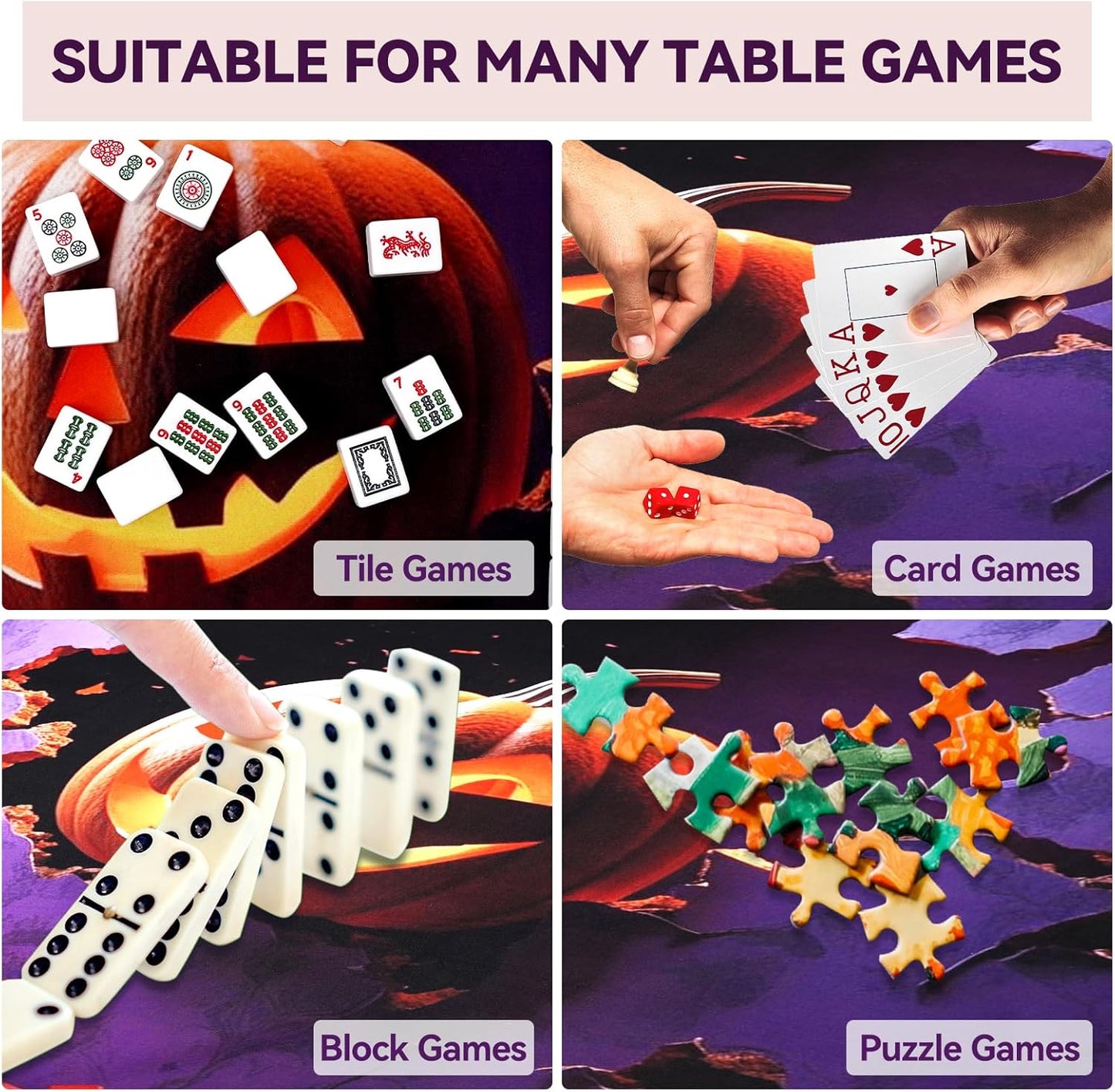 Mahjong Mat (32.6"x32.6") Halloween Pumpkin
