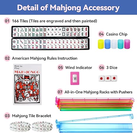 American Mahjong Game Set with Red Carrying Bag