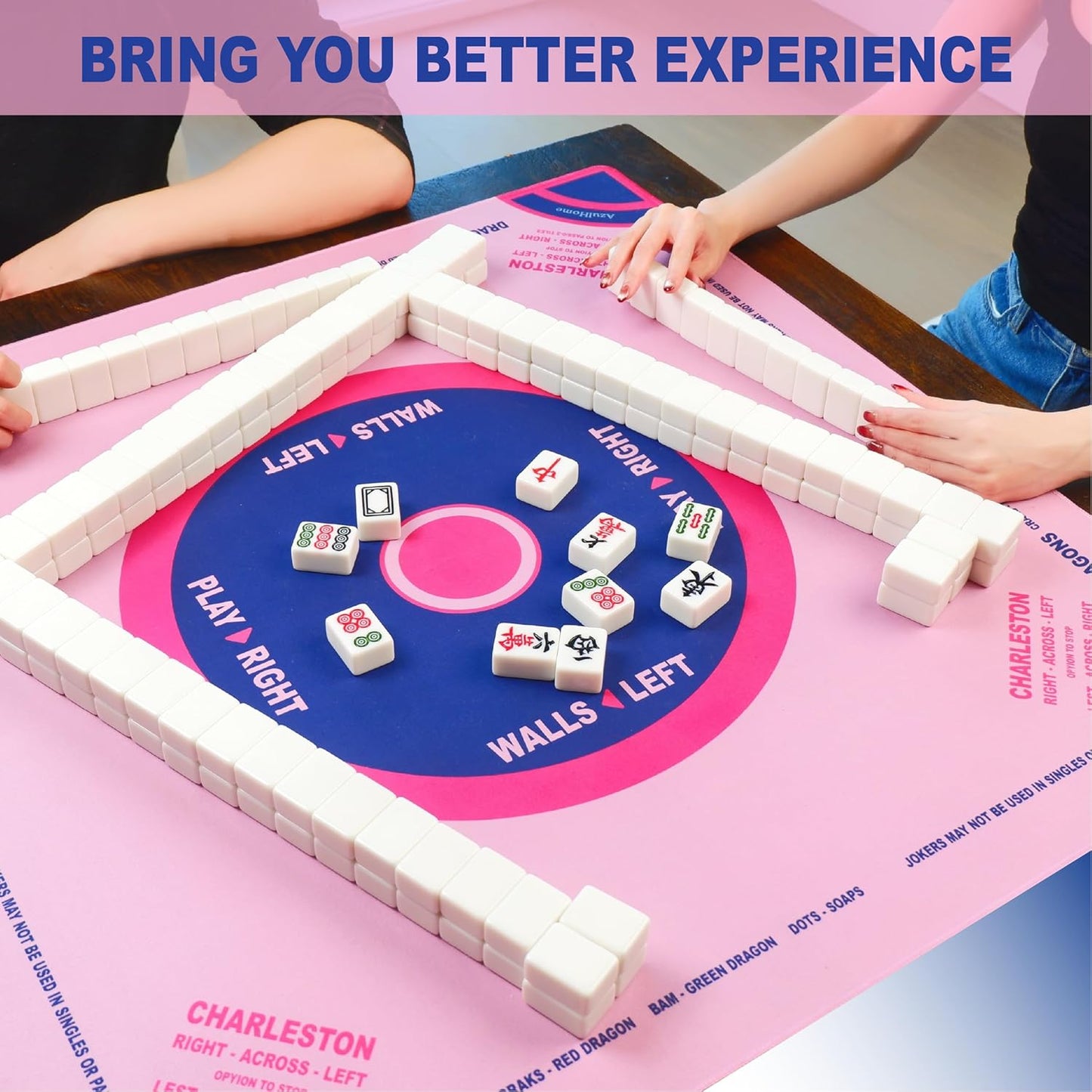 Mahjong Mat with Carrying Bag, 31.5"X31.5"Pink