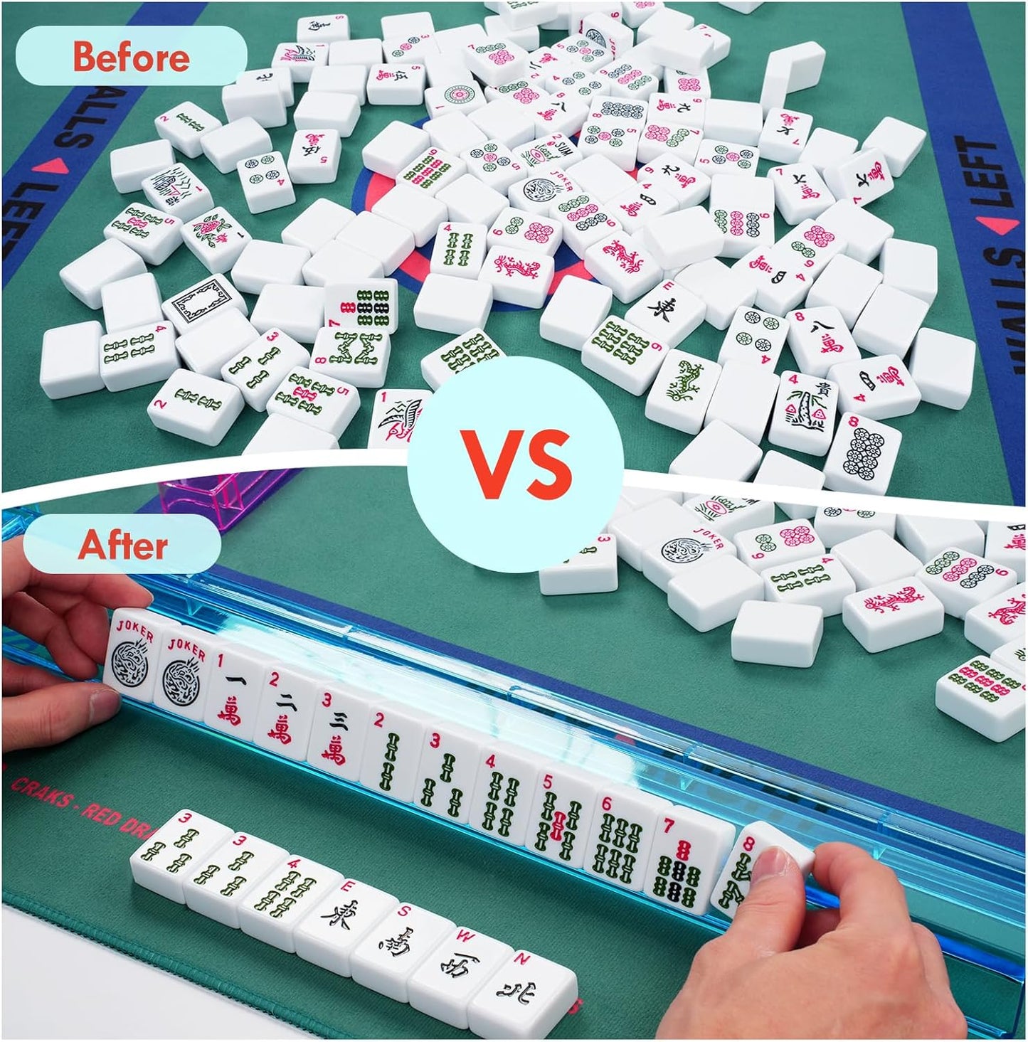 4pc Mahjong Racks with Pushers, 18''Multi-Color Acrylic