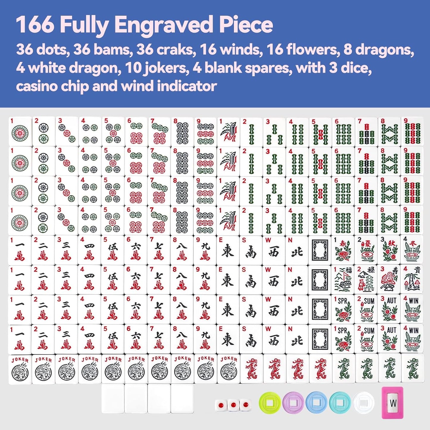 American Mahjong Game Set with Red Carrying Bag