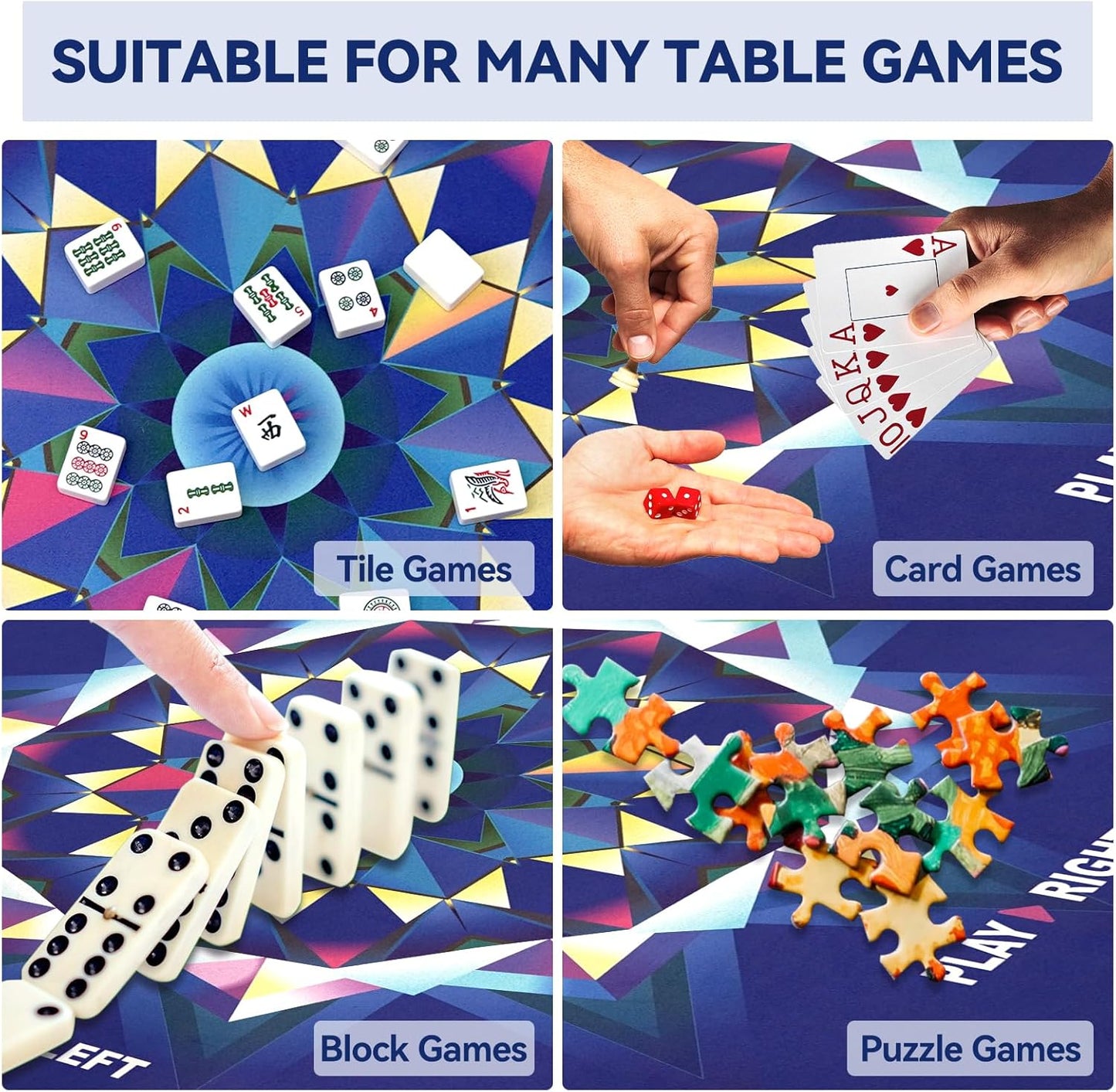 Mahjong Mat with Rules (32.6"x32.6") 3D Spotlight