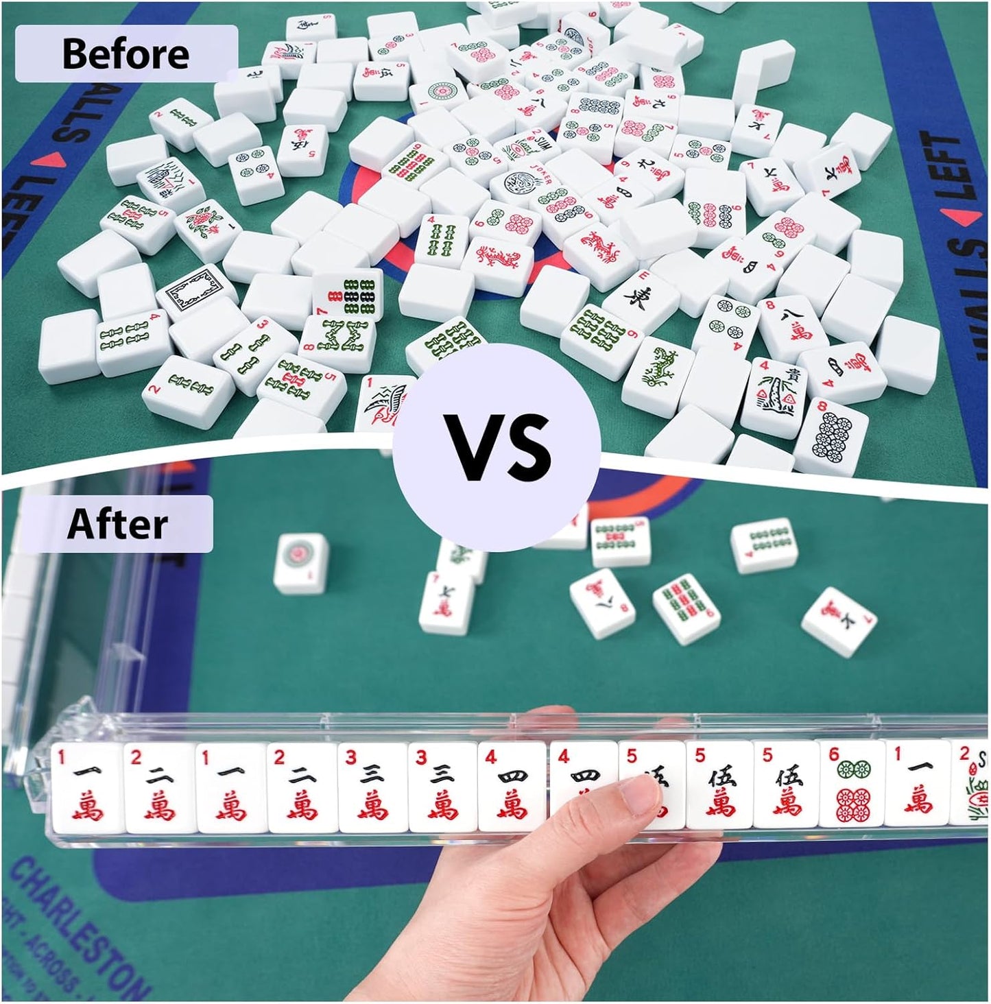 4PCS Mahjong Racks with Pushers, 18'' Clear Acrylic