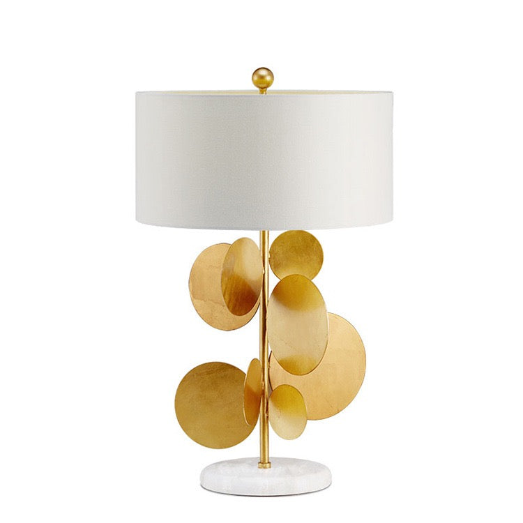 Metal Fabric Table Lamp w round decor