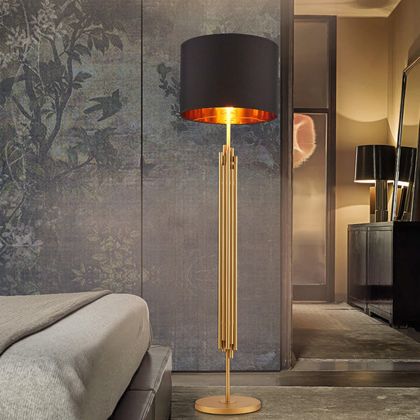 Floor Lamp golden Iron and Fabric