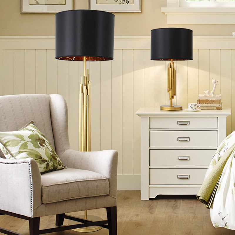 Floor Lamp golden Iron and Fabric