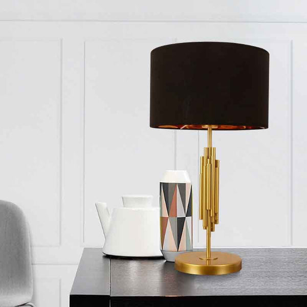 Table Lamp golden Iron and Fabric